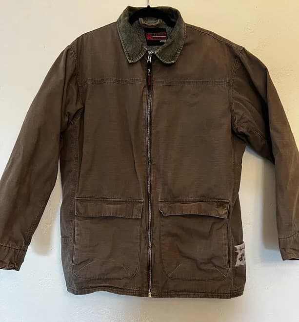 Wrangler Riggs Workwear Jacket Mens M Brown Canvas Sherpa Lined Full