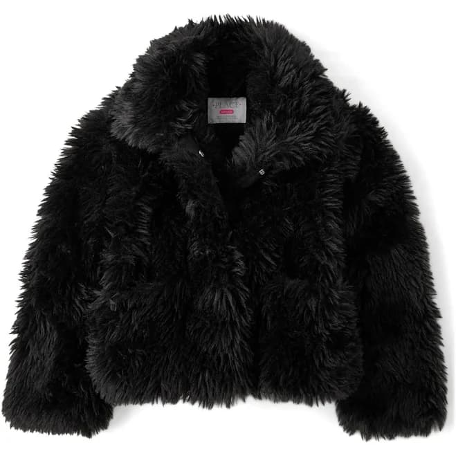 The Children's Place Girls Faux Fur Long Sleeve Coat