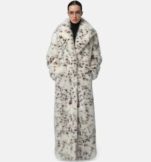 Gabrielle Snow Leopard Maxi Coat