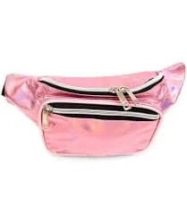 Iridescent Metallic Fanny Pack Belt Bag Sling Bag Pink