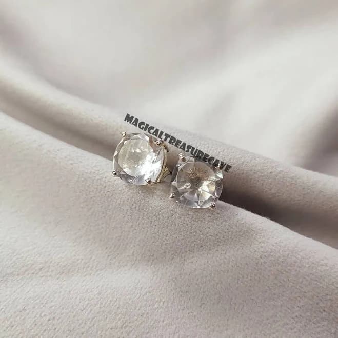 Sterling Silver Clear Quartz Dainty Stud Earrings