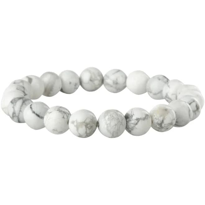White Howlite Bead Stretch Bracelet