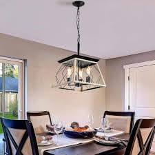 Gloweer 4-Light Farmhouse Chandelier Pendant Vintage Antique Light Fixture for Kitchen Dining Room Living Room in Oak GNN1-2-DL - The Home Depot