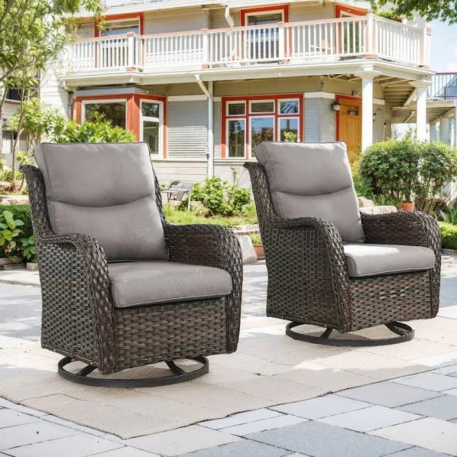 High Back Outdoor Swivel Patio Rattan Chairs