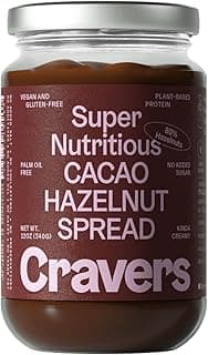 Cravers Cacao Hazelnut Spread No Refined Sugar - Vegan, Paleo & Gluten Free - No Palm Oil & No Artificial Sweeteners & Non GMO