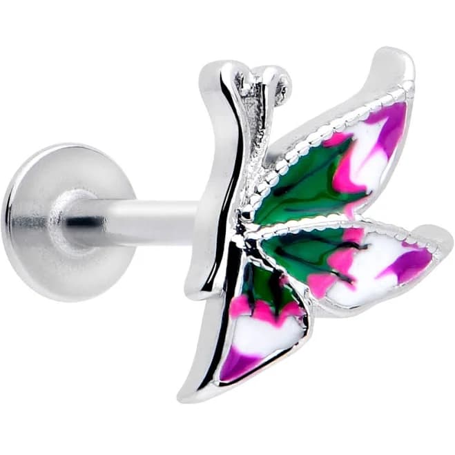 Body Candy 16G Stainless Steel Butterfly Labret Monroe Lip Ring