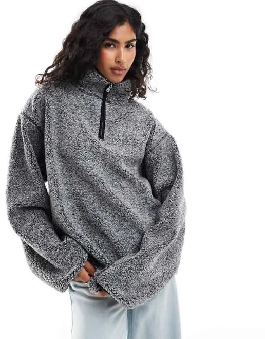 ASOS Oversized Half Zip Borg Fleece