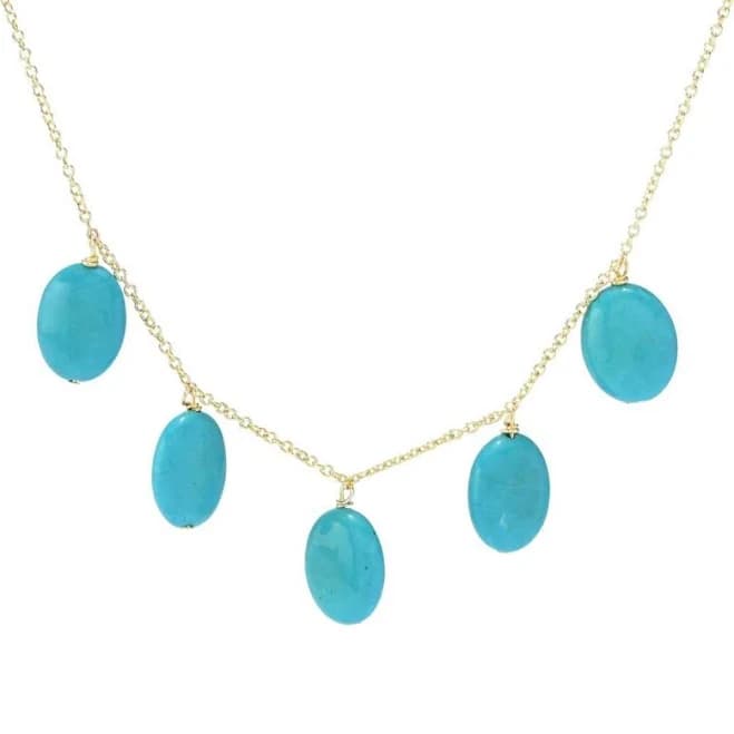 Aurelia 18K Gold Plated Oval Turquoise Charm Necklace