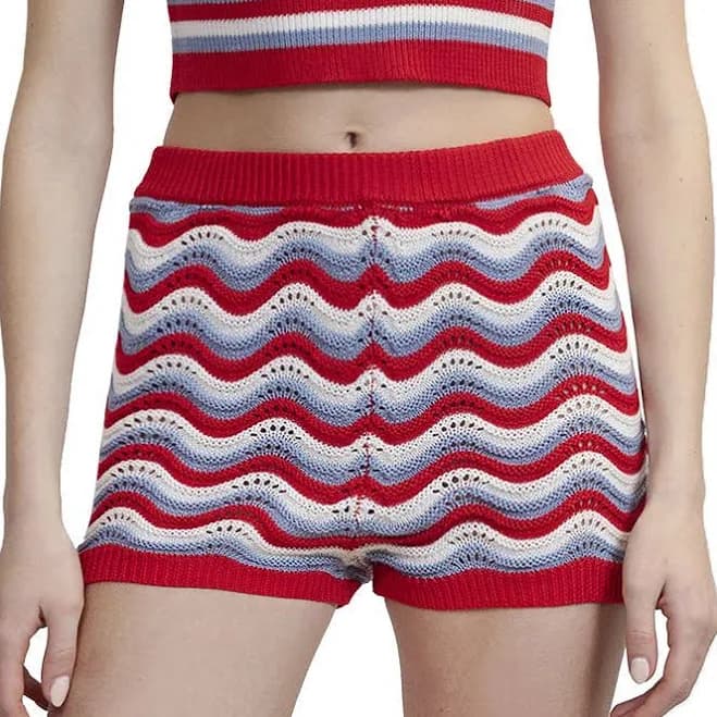 Madden Girl Wave Stripe Crochet Shorts