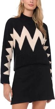 Vince Camuto Women's Zig Zag Motif Long-Sleeve Sweater