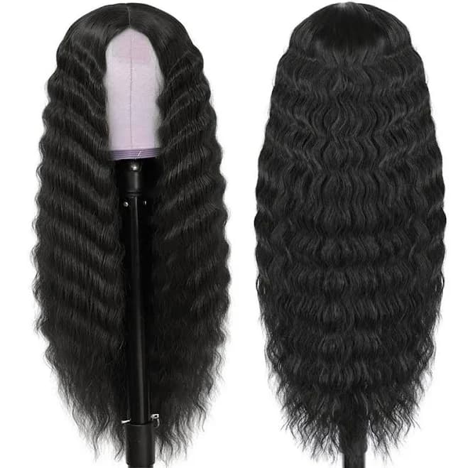 28" Lace Front Synthetic Curly Hair Wig with 4" Simulated Scalp