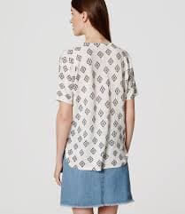Ann Taylor Loft White Black Floral Tile Short Sleeve Sweater Linen Cotton Top XS | eBay