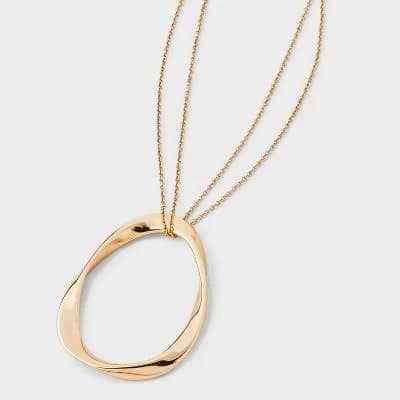 A New Day Gold Lobster Claw Clasp Oval Pendant Necklace