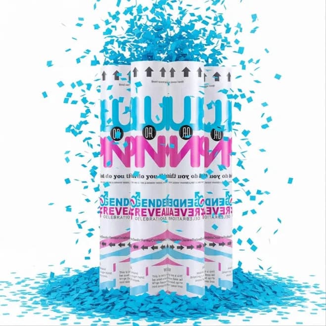 Blue Confetti Cannon Gender Reveal Confetti Poppers Gender Reveal Celebrations