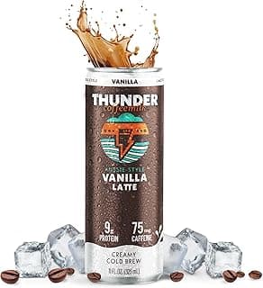Thunder CoffeeMilk - 11 oz Aussie Style Cold-Brewed Latte Canned Coffee, Iced Coffee Cans for Grab & Go, Natural Protein-Rich 75mg Caffeine Energy Drink in Handy Cold Brew Cans, Vanilla, 12 Pack