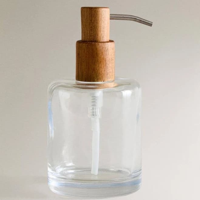 Zara Home Glass And Wood Soap Dispenser