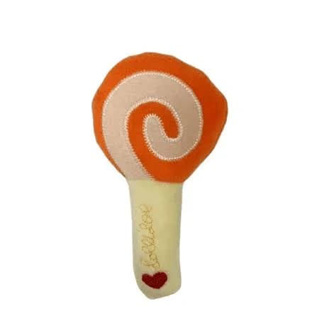 Squeaky & Bite Dog Plush Orange Lollipop Toy, Size: Medium