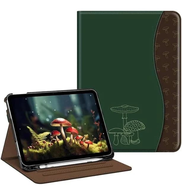 Stock Preferred - Multi-Angle PU Leather Stand Case with Pencil Holder for iPad 11th/10th Gen. - Mushroom