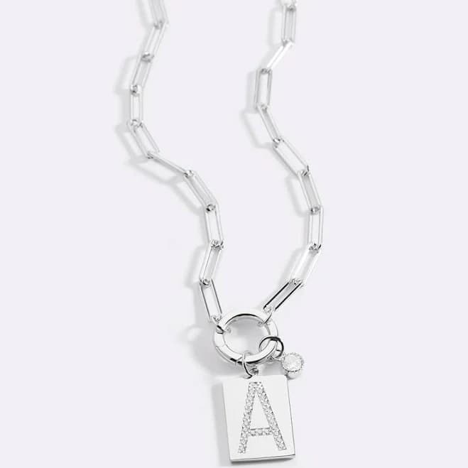 Mint & Lily Sterling Silver Pave Initial Pendant Necklace