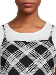 No Boundaries Juniors' Plaid Dress and Ribbed T-Shirt, 2-Piece Set - Walmart.com