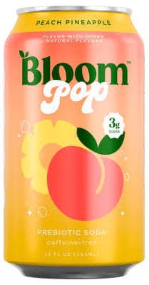 Bloom Pop Prebiotic Soda Peach Pineapple 12 fl oz Can