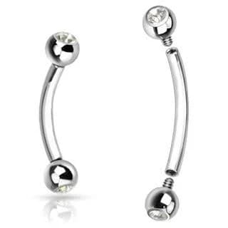 Icon Body Jewelry Surgical Steel CZ Ball Curved Barbell Eyebrow Ring