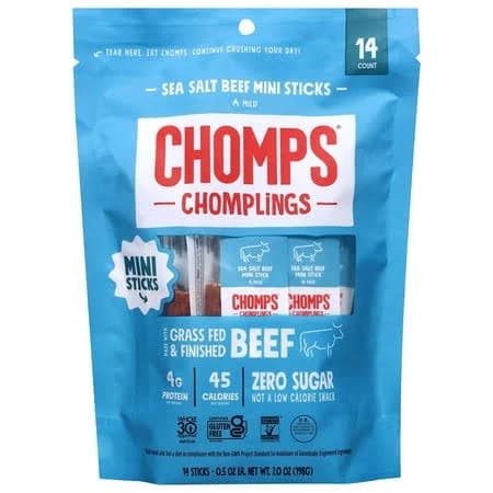 Chomps Mini Sea Salt Beef Jerky Meat Sticks