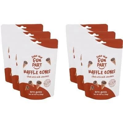 Just the Fun Part Waffle Cones filled with Milk Chocolate - Case of 6 - 4.23 ounce