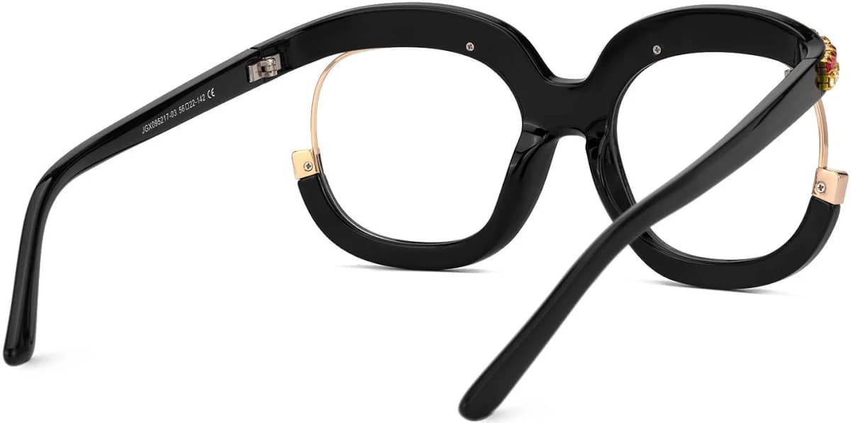 Veasley Yellow-Red Rhinestone Square Bling Glasses