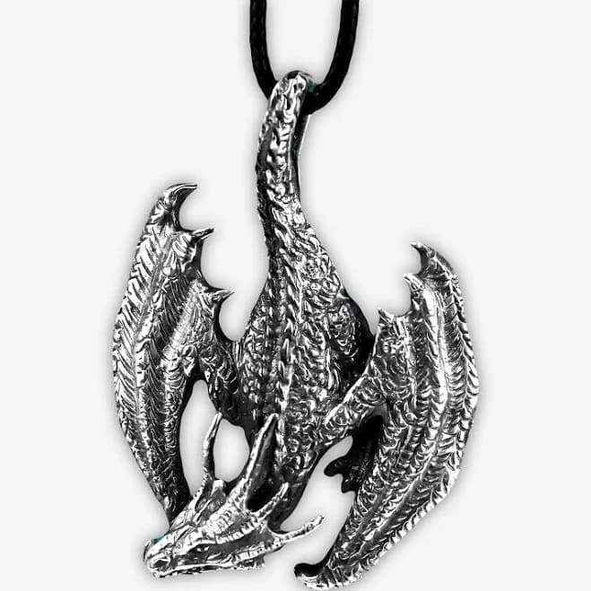 Punk Gothic Dragon Pendant Necklace,Gold Silver Vintage Dragon Clavicle Chain Necklace Couple Jewelry for Women Men Gifts