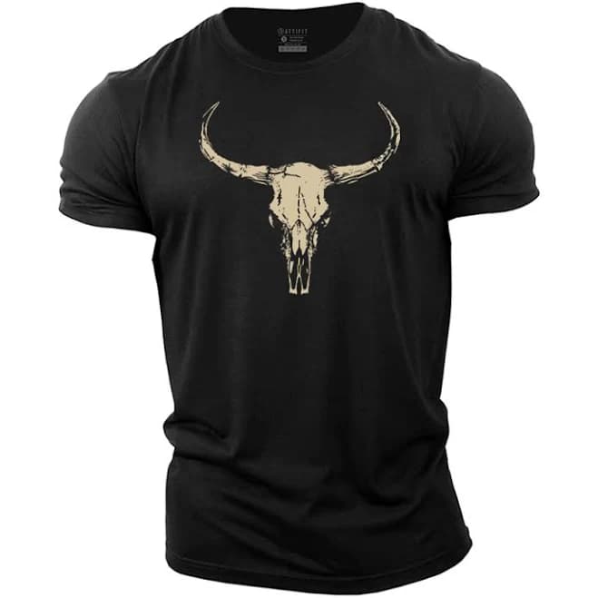 Cotton T-Shirt with Bull Skull