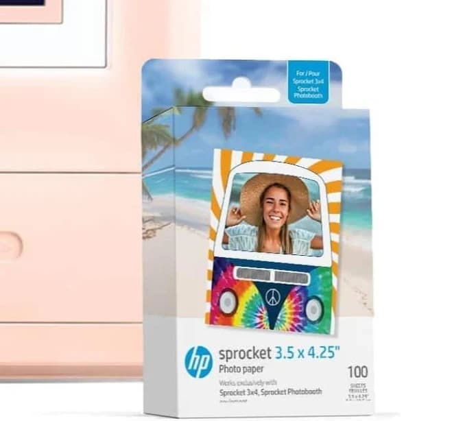 HP - Sprocket Photo Booth + 110 3x4 Zink Paper Sheets, Digital Instant Color Photo Printer w/ 10.1" Touchscreen & More - Pink