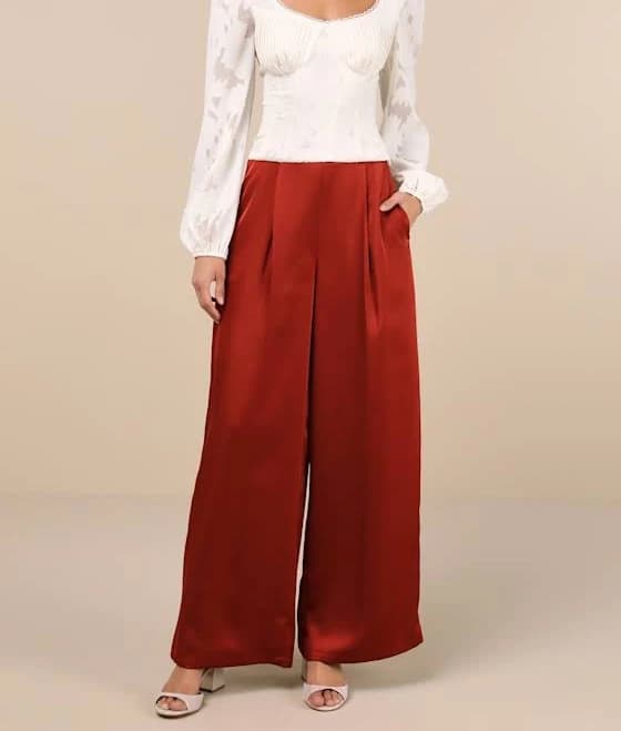 Lulus High-Rise Wide-Leg Satin Pants