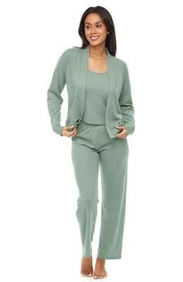 ADR Women's Ribbed Knit Thermal Sleepwear Set