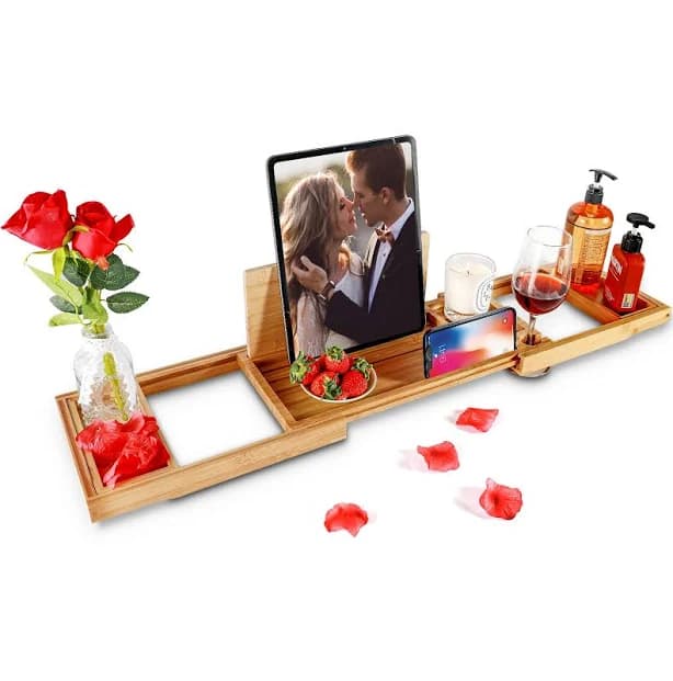 Premium Bamboo Bathtub Caddy Tray