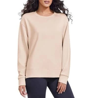 Pinspark Womens Sweatshirt Crewneck Long Sleeve Lightweight Soft Pullover Yoga Loose Fit Side Slit Sweatshirts Casual Fall