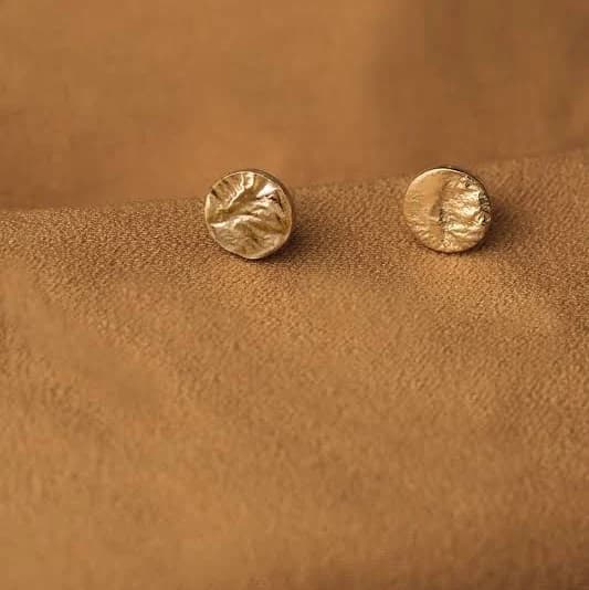 Hammered Gold Stud Earrings