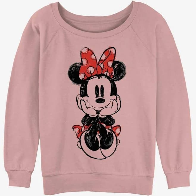 Disney Girls' Minnie Mouse Sitting Sketch Sweatshirt