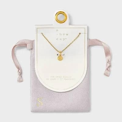 A New Day 14K Gold Plated Round S Initial Cable Chain Necklace