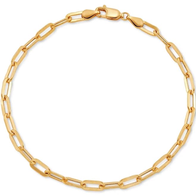 10K Gold Paperclip Link Chain Bracelet