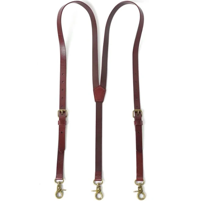 Men's Leather Suspenders with Hook Clips