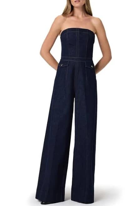 PAIGE Francesca Strapless Wide-Leg Denim Jumpsuit