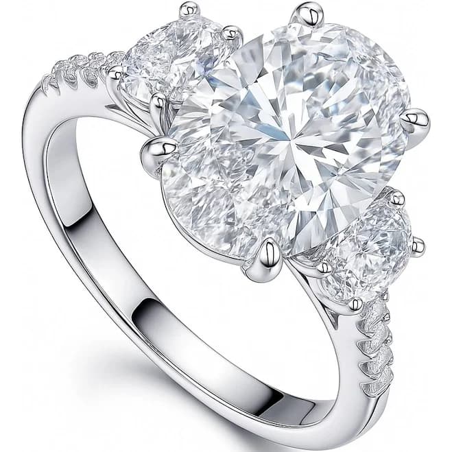 BERRICLE Women's Sterling Silver 5.5Ct Oval Cut Cubic Zirconia 3-Stone