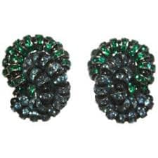 FRANCOISE MONTAGUE made in France silver glass beaded designer clip on earrings For Sale at 1stDibs