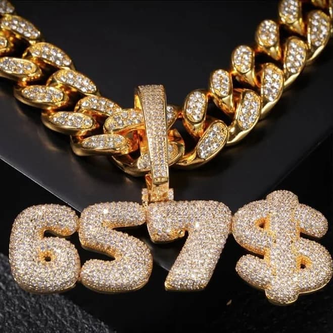 14K Gold Iced Cuban Custom Bubble Pendant