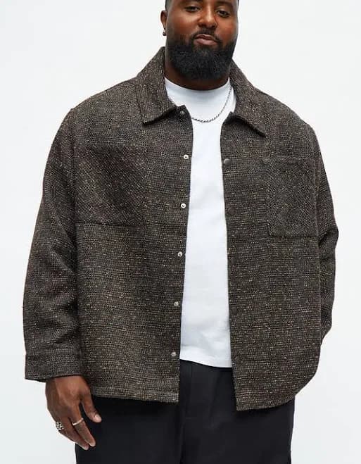 Fashion Nova Men's Textured Rugged Boucle Shacket