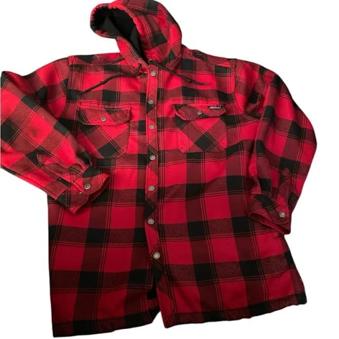 Dickies Men's Water Repellent Flannel Hooded Shirt Jacket