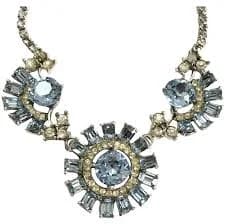 Pastel Blue Rhinestone Baguette Choker Necklace