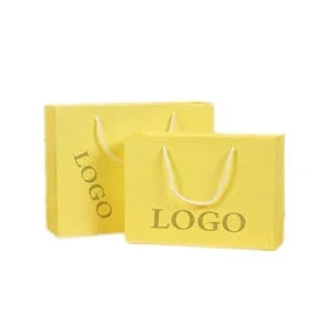 Custom 11'x4'x13' Yellow Bottom White Cardboard Paper Tote Bag