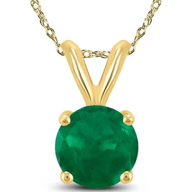 14K Yellow Gold Round Sapphire Pendant